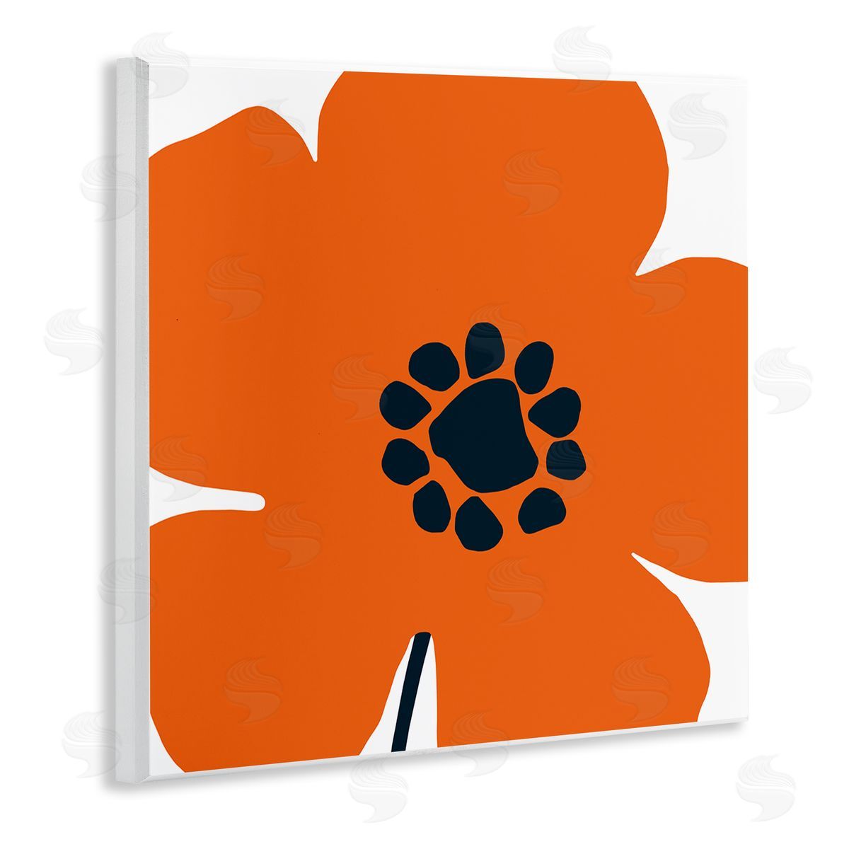 Pop Art Orange Floral Wood Plaque Wall Art, Home Decor by Wild Apple Portfolio