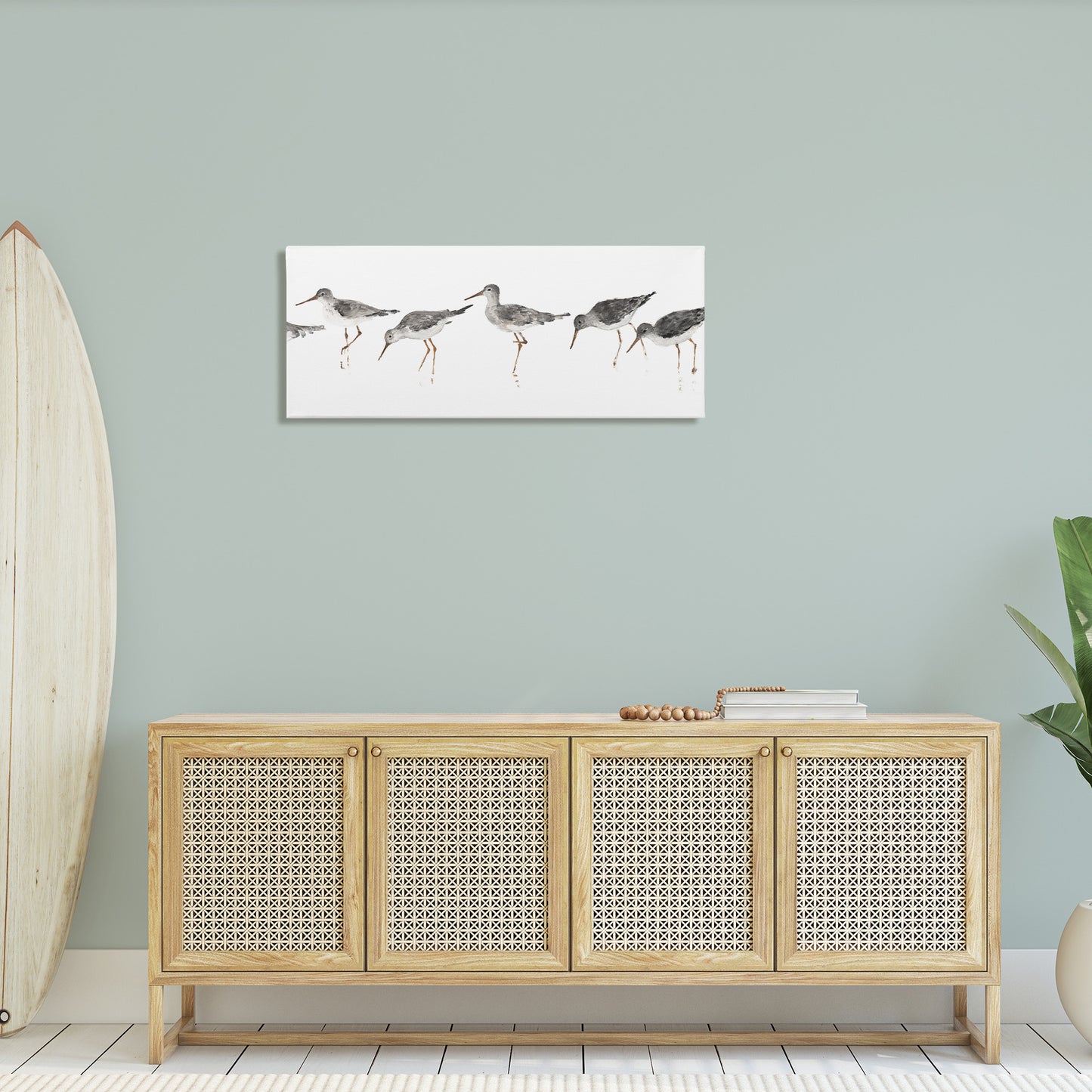Minimal Beach Bird Sandpipers Canvas Wall Art in Room, Home Decor by Avery Tillmore