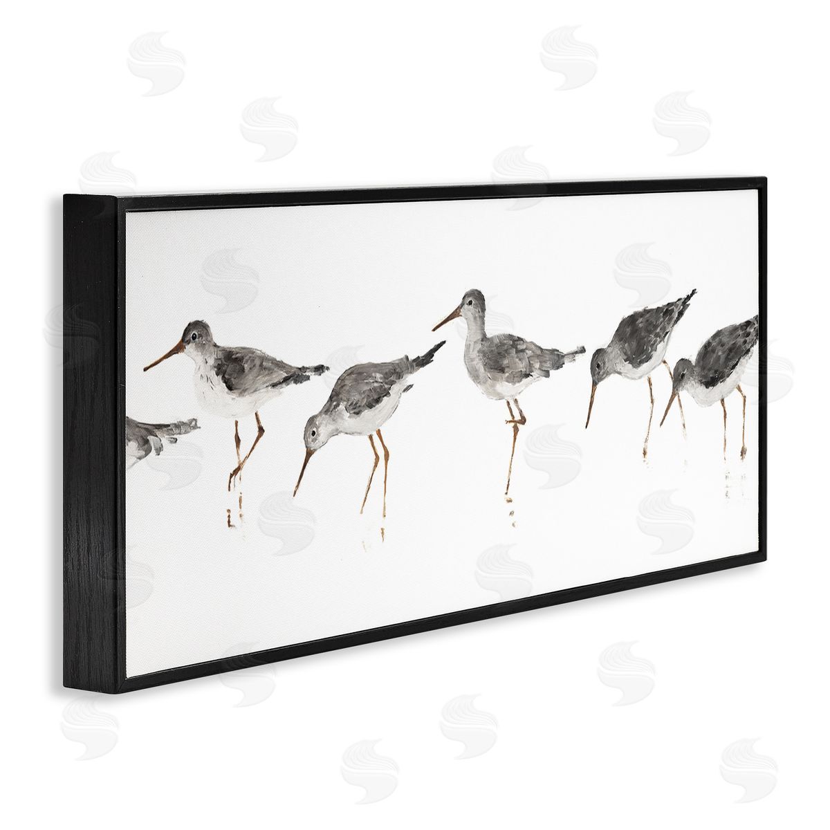 Minimal Beach Bird Sandpipers Black Frame Print Wall Art, Home Decor by Avery Tillmore