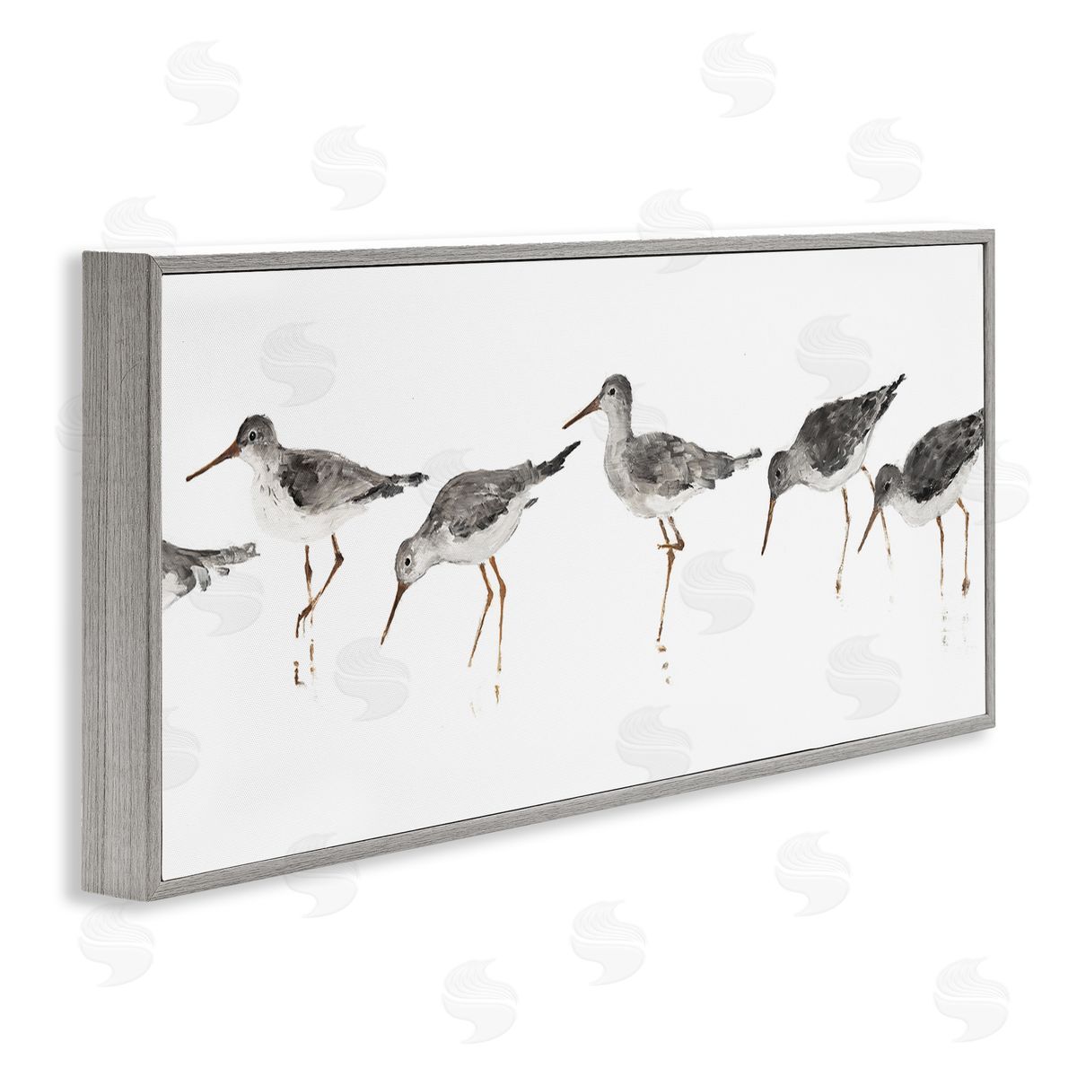 Minimal Beach Bird Sandpipers Grey Frame Print Wall Art, Home Decor by Avery Tillmore