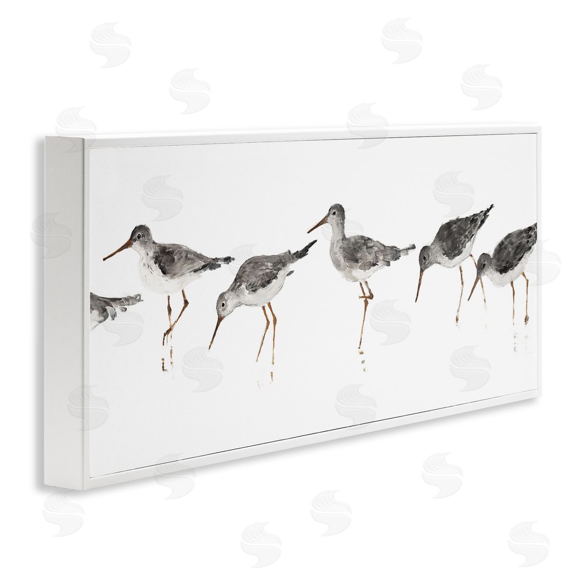 Minimal Beach Bird Sandpipers White Frame Print Wall Art, Home Decor by Avery Tillmore
