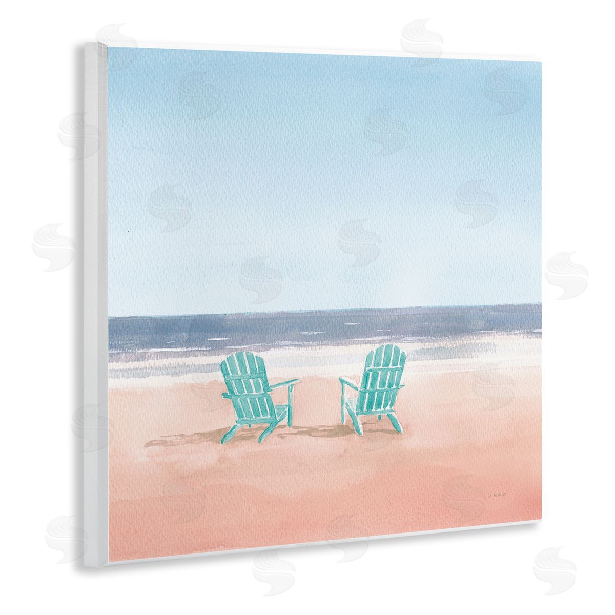 Beach Chairs on Pastel Beach Wood Plaque Wall Art, Home Decor by James Wiens