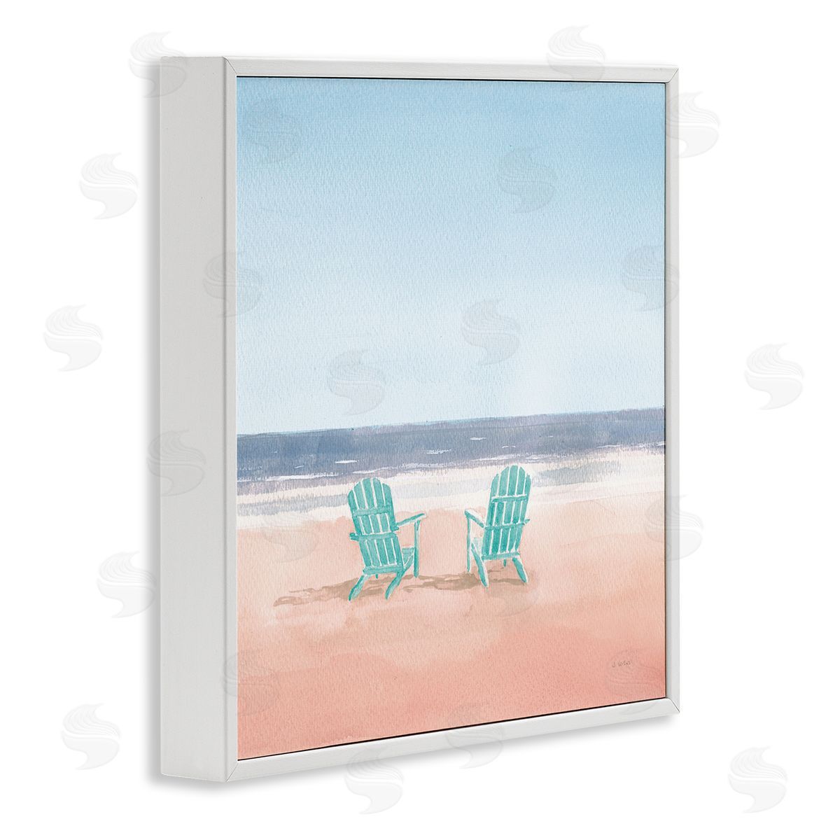 Beach Chairs on Pastel Beach White Frame Print Wall Art, Home Decor by James Wiens
