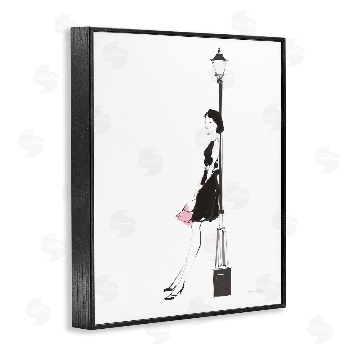 Parisian Female Light Post Black Frame Print Wall Art, Home Decor by Avery Tillmon