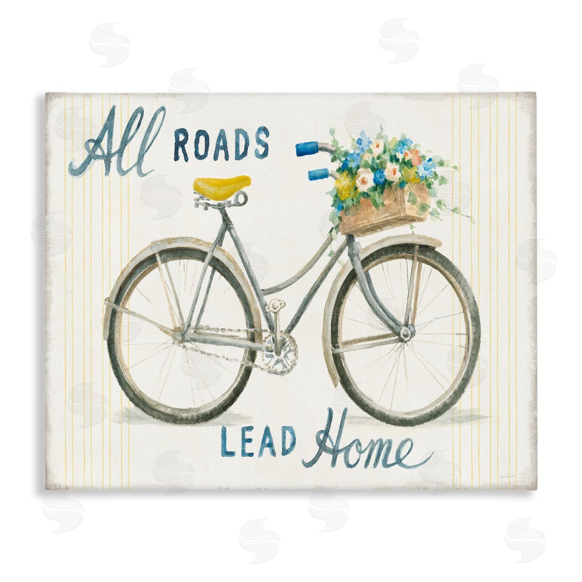 All Roads Lead Home Bicycle Canvas Wall Art, Home Decor by Danhui Nai