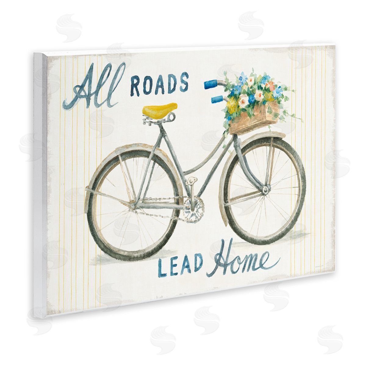 All Roads Lead Home Bicycle Wood Plaque Wall Art, Home Decor by Danhui Nai