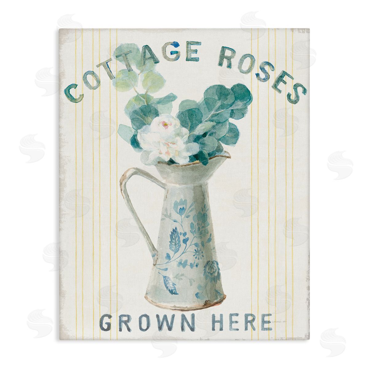 Cottage Roses in Milk Tin Canvas Wall Art, Home Decor by Danhui Nai