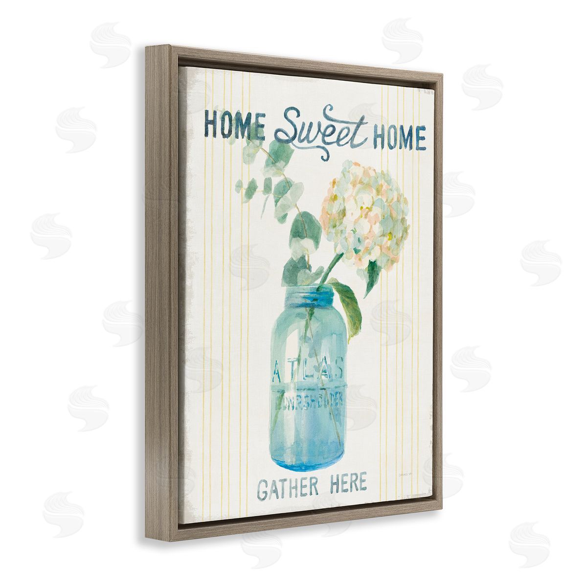 Home Sweet Home Bouquet Brown Floating Frame Canvas Wall Art, Home Decor by Danhui Nai