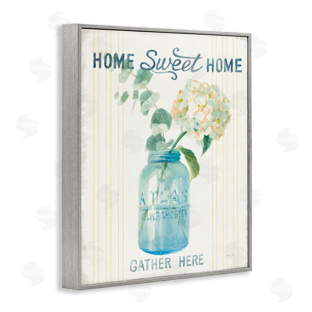 Home Sweet Home Bouquet Grey Frame Print Wall Art, Home Decor by Danhui Nai