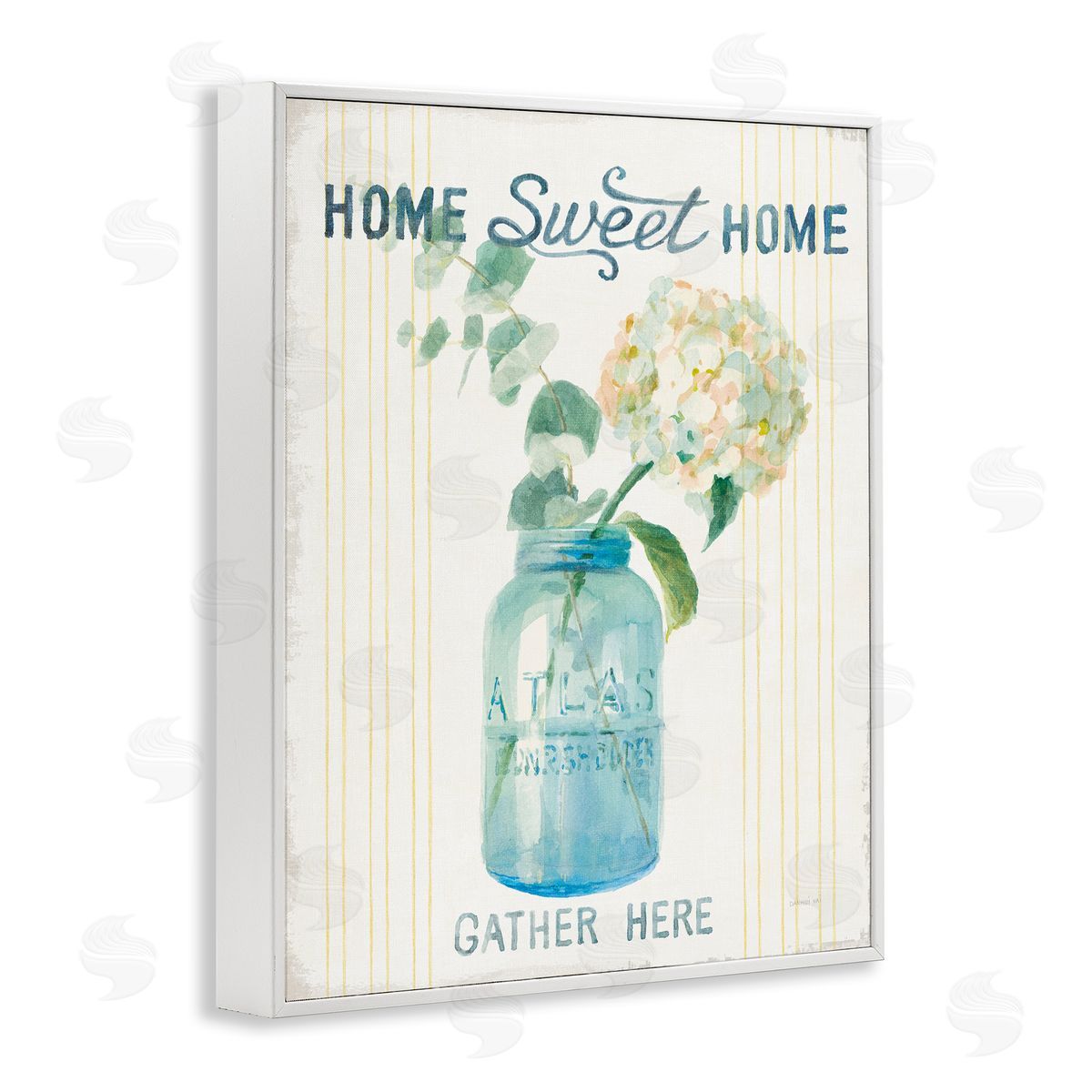 Home Sweet Home Bouquet White Frame Print Wall Art, Home Decor by Danhui Nai