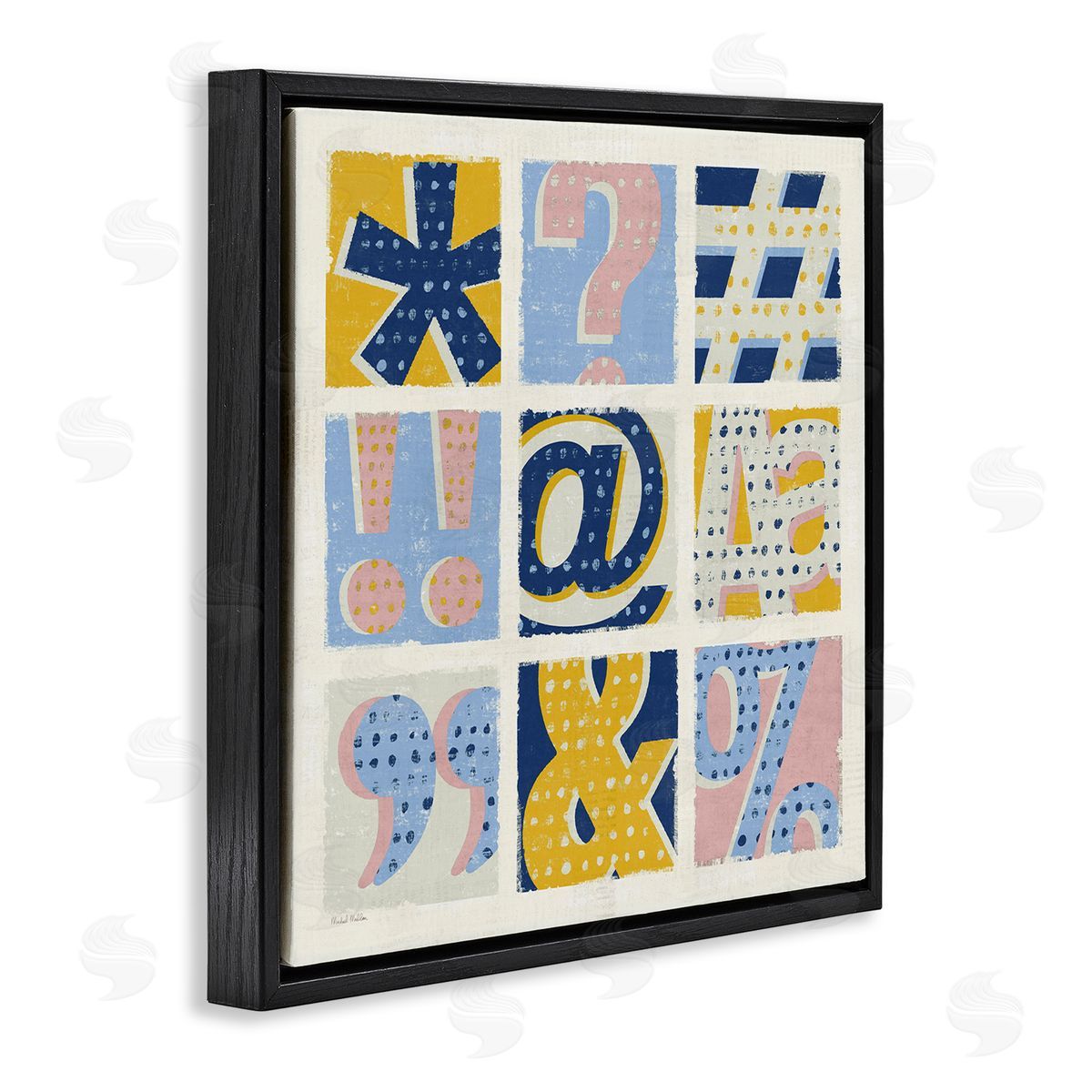 Computer Typography Pastel Symbols Black Floating Frame Canvas Wall Art, Home Decor by Michael Mullan