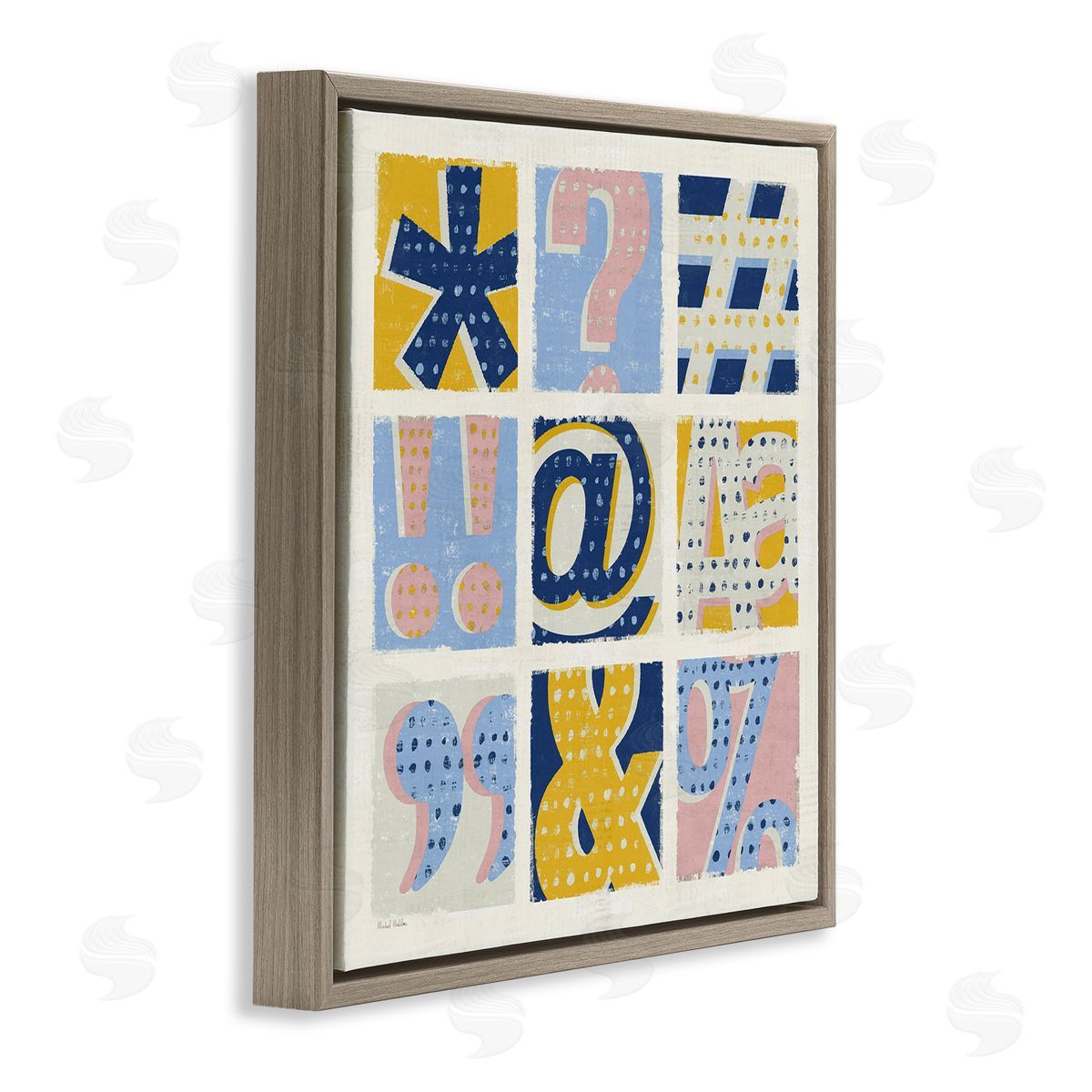 Computer Typography Pastel Symbols Brown Floating Frame Canvas Wall Art, Home Decor by Michael Mullan