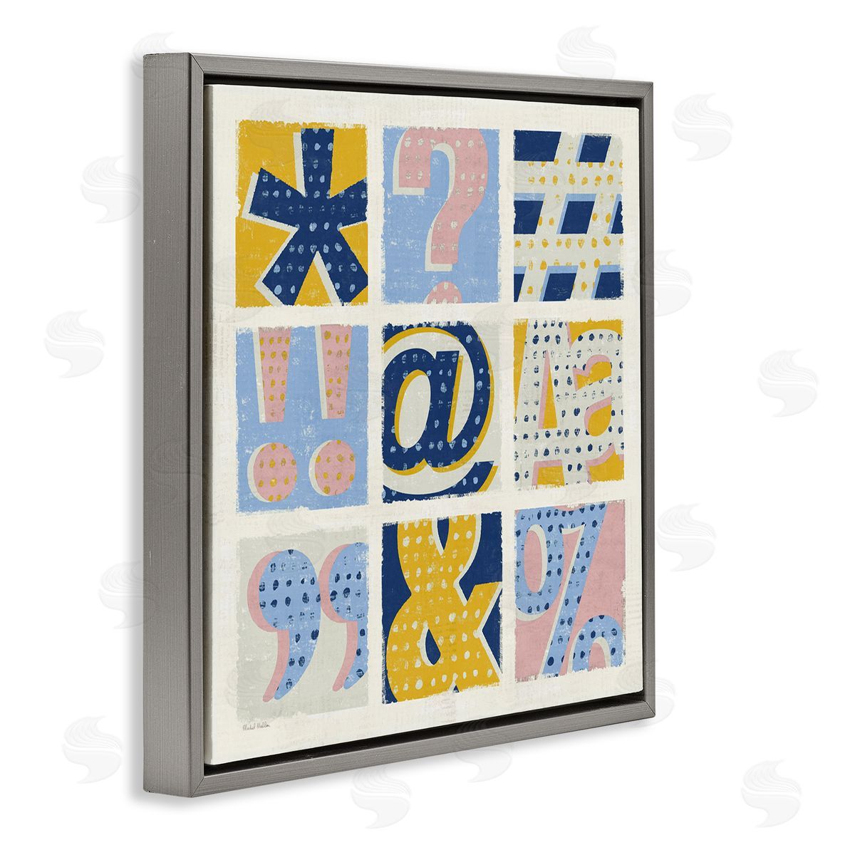 Computer Typography Pastel Symbols Grey Floating Frame Canvas Wall Art, Home Decor by Michael Mullan