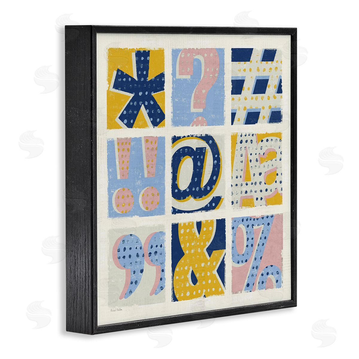 Computer Typography Pastel Symbols Black Frame Print Wall Art, Home Decor by Michael Mullan