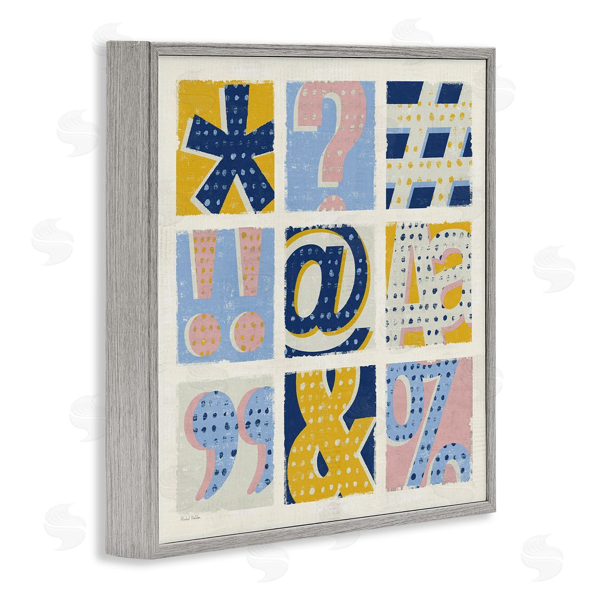 Computer Typography Pastel Symbols Grey Frame Print Wall Art, Home Decor by Michael Mullan