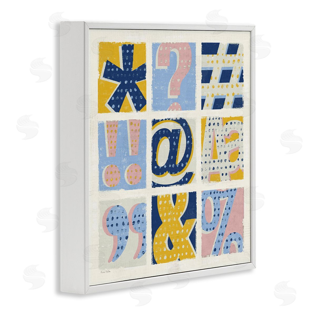 Computer Typography Pastel Symbols White Frame Print Wall Art, Home Decor by Michael Mullan