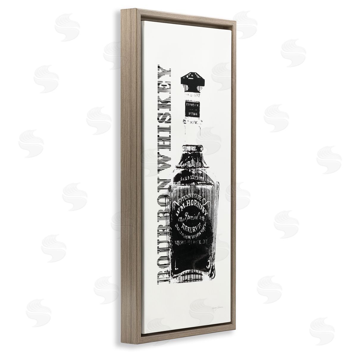 Bourbon Whiskey Alcohol Bottle Brown Floating Frame Canvas Wall Art, Home Decor by Avery Tillmon