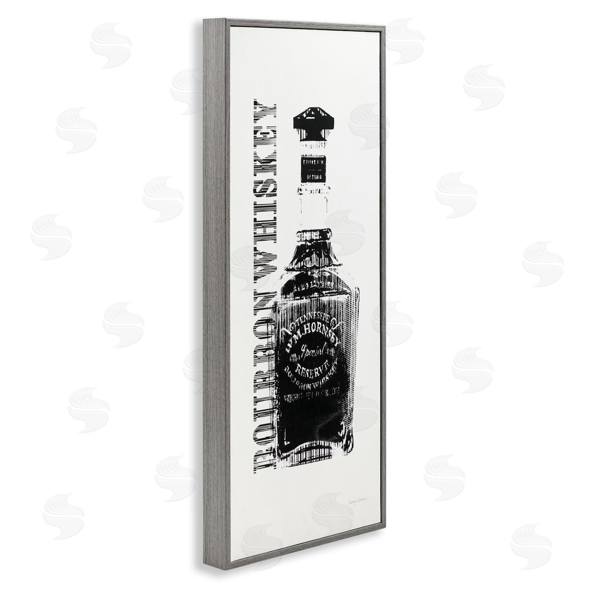 Bourbon Whiskey Alcohol Bottle Grey Frame Print Wall Art, Home Decor by Avery Tillmon