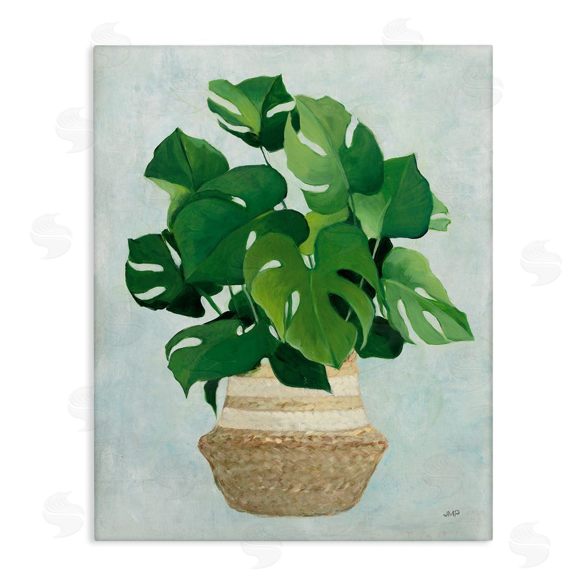 Monstera Plant in Basket Canvas Wall Art, Home Decor by Julia Purinton