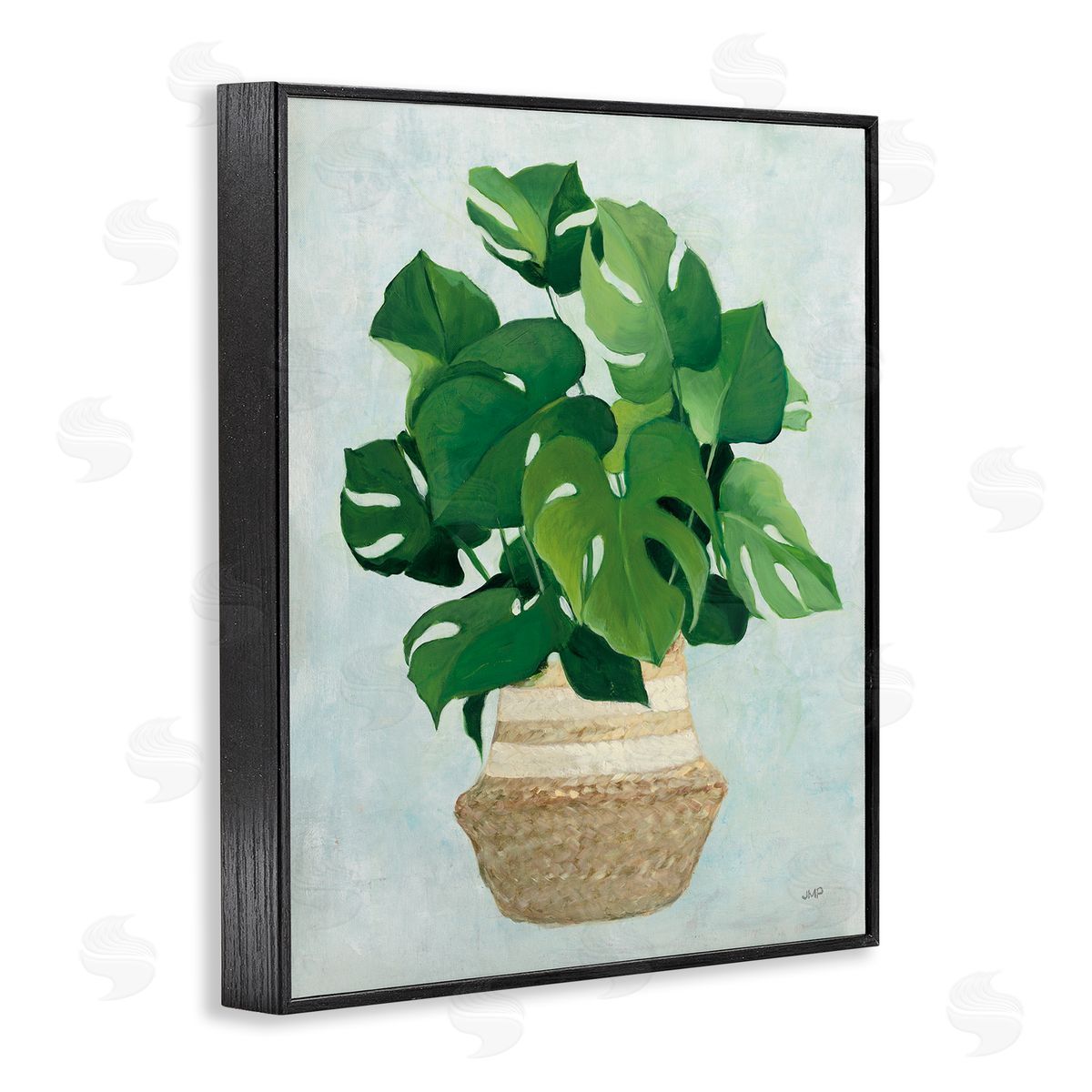 Monstera Plant in Basket Black Frame Print Wall Art, Home Decor by Julia Purinton