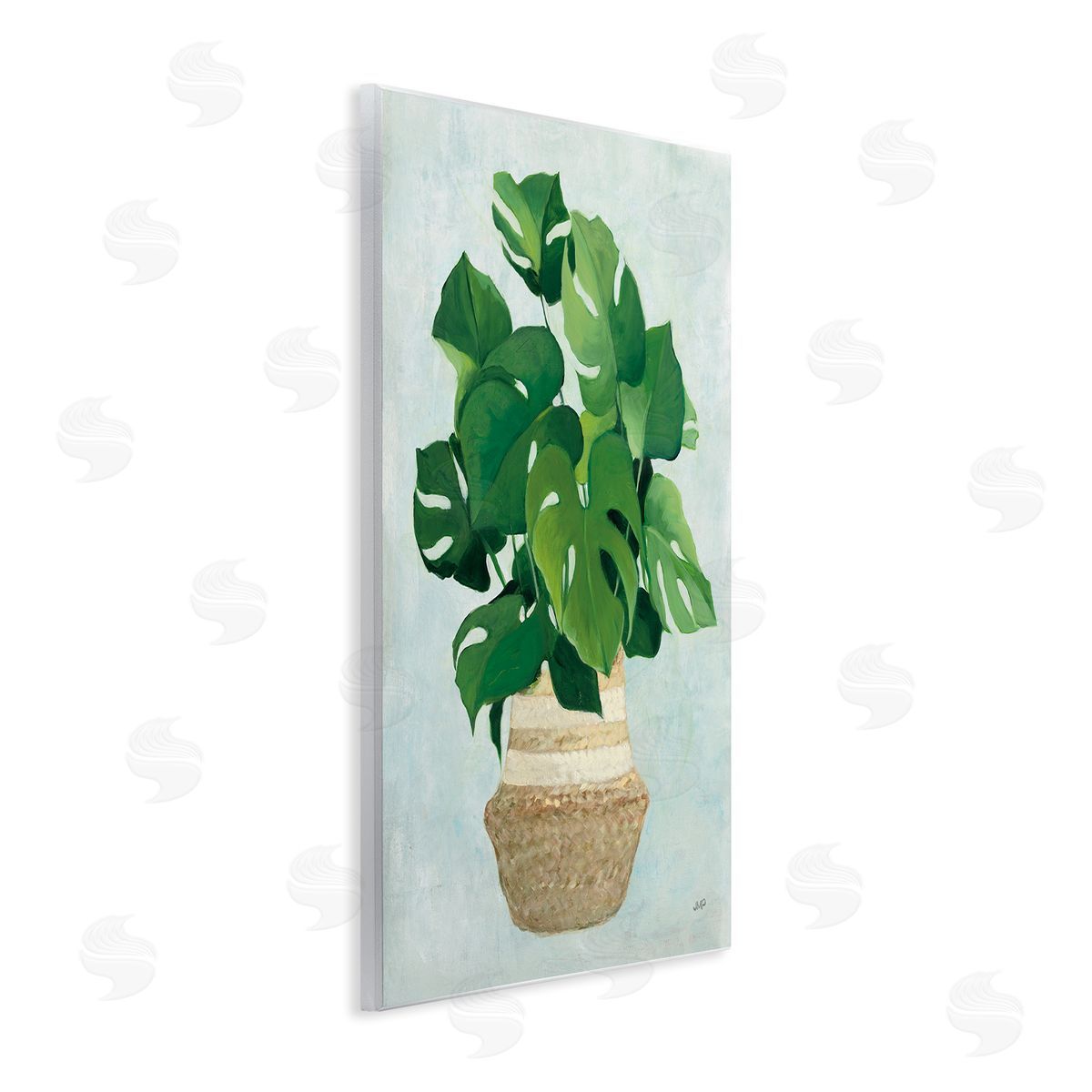 Monstera Plant in Basket Wood Plaque Wall Art, Home Decor by Julia Purinton