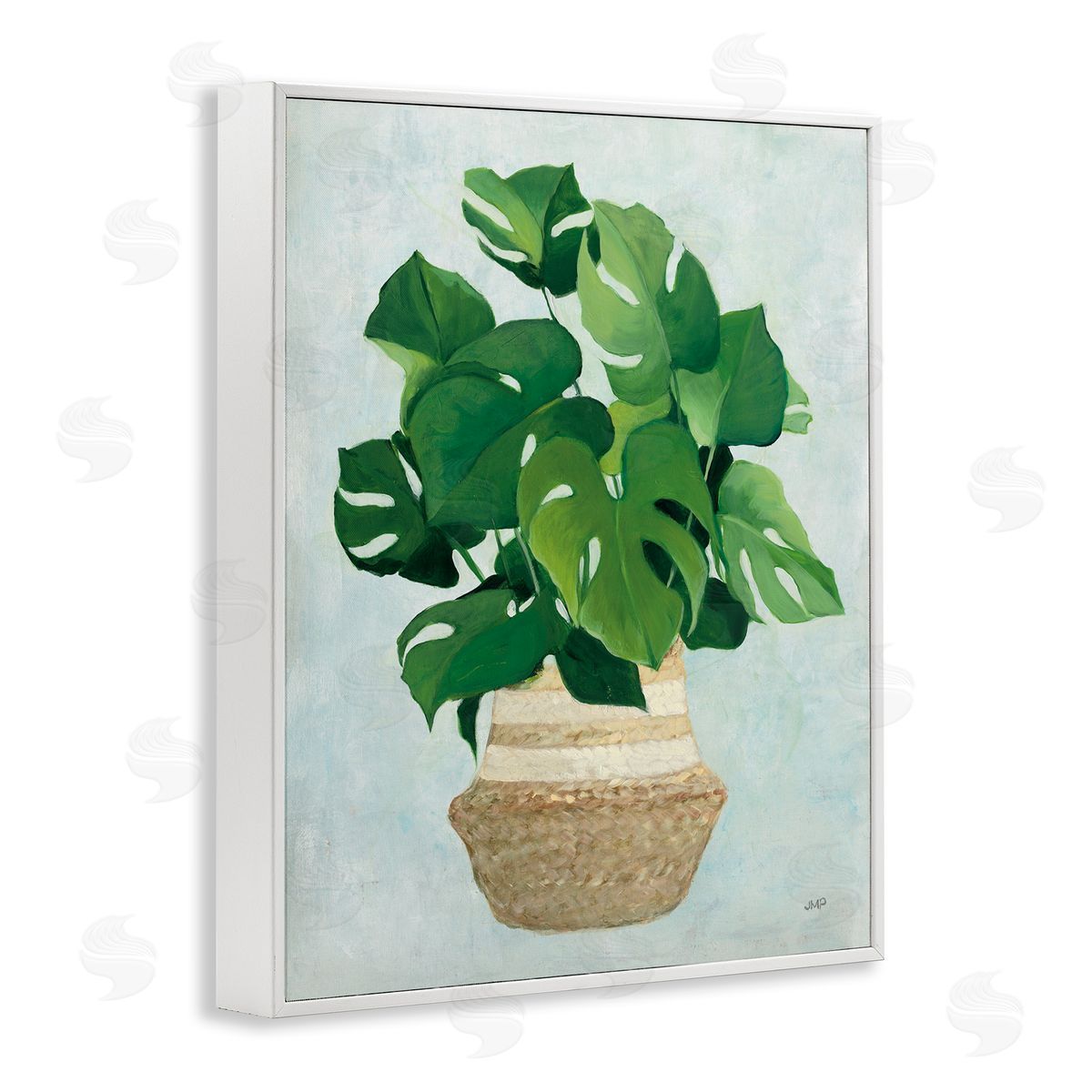 Monstera Plant in Basket White Frame Print Wall Art, Home Decor by Julia Purinton