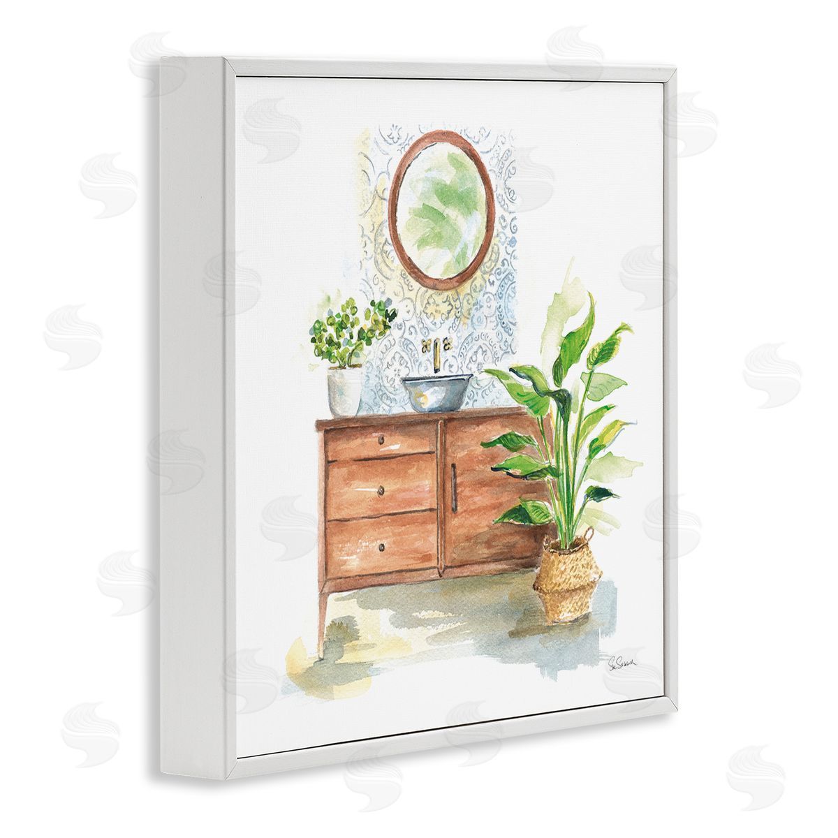 Home Interior Bathroom Vanity White Frame Print Wall Art, Home Decor by Sue Schlabach