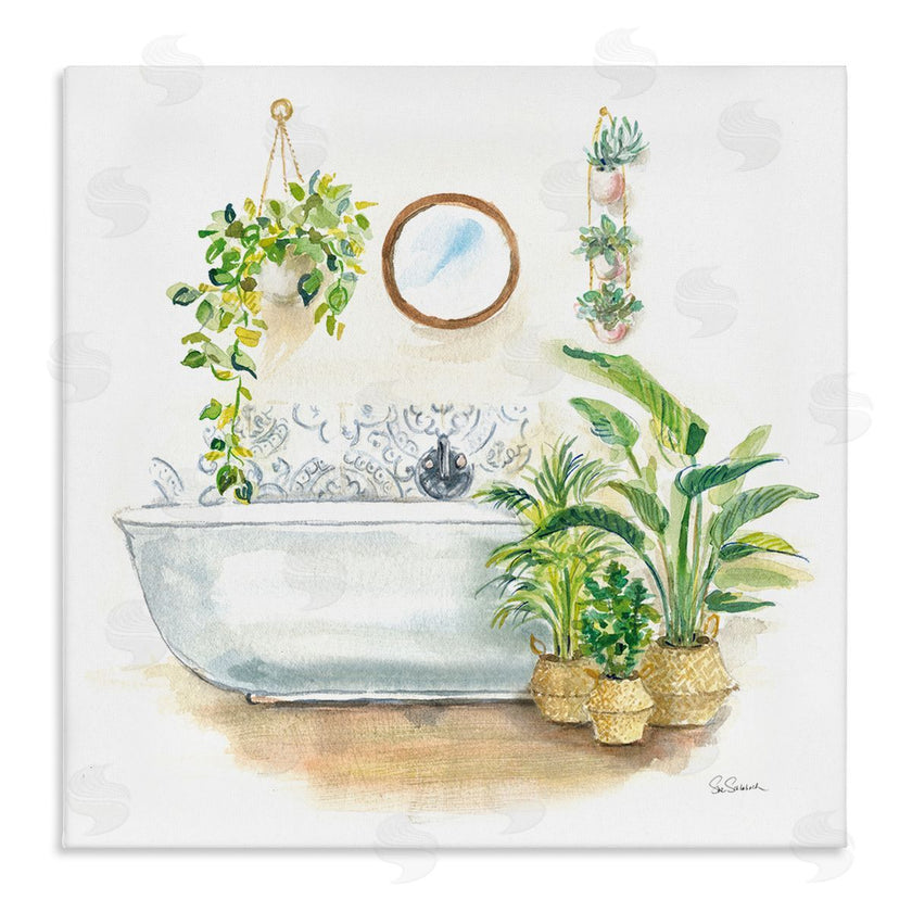 Sue Schlabach | Serene Bathroom Interior with Greenery
