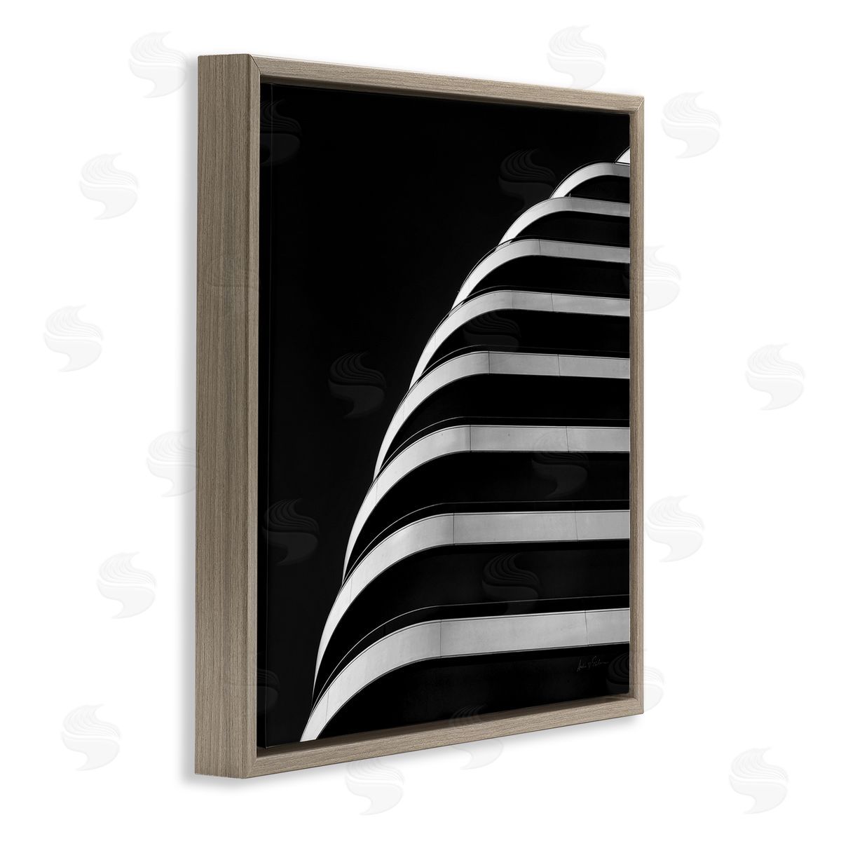 Modern Curved Building Photography Brown Floating Frame Canvas Wall Art, Home Decor by Andre Eichman
