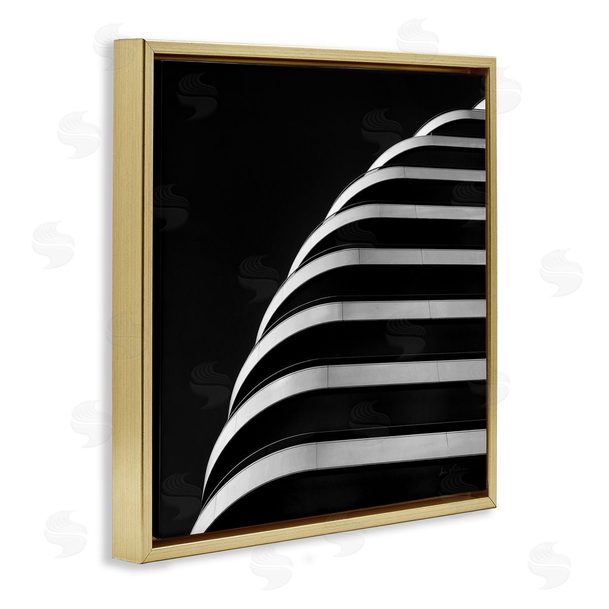 Modern Curved Building Photography Gold Floating Frame Canvas Wall Art, Home Decor by Andre Eichman