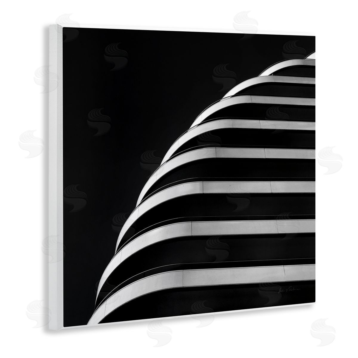 Modern Curved Building Photography Wood Plaque Wall Art, Home Decor by Andre Eichman