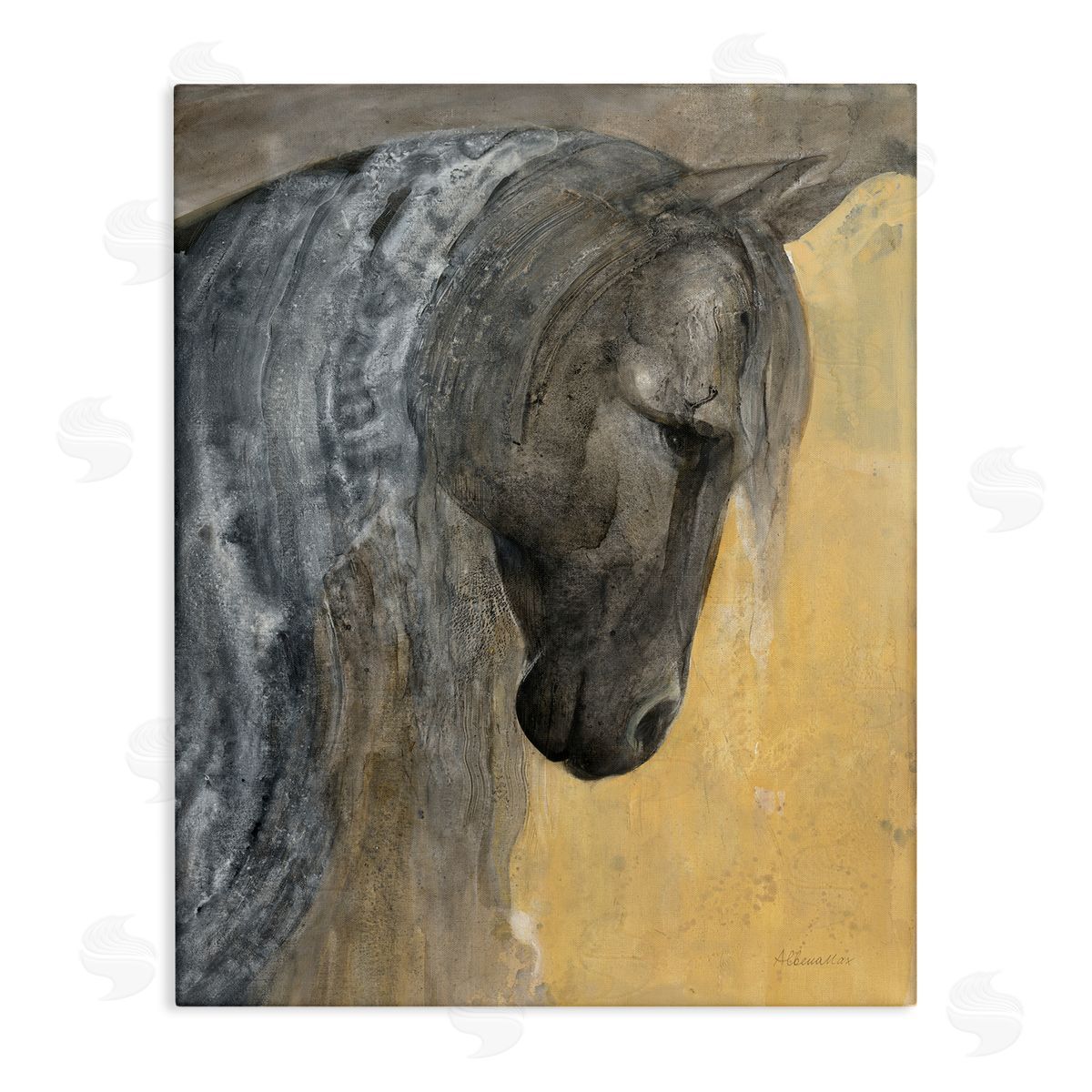 Abstract Grey Horse Portrait Canvas Wall Art, Home Decor by Albena Hristova