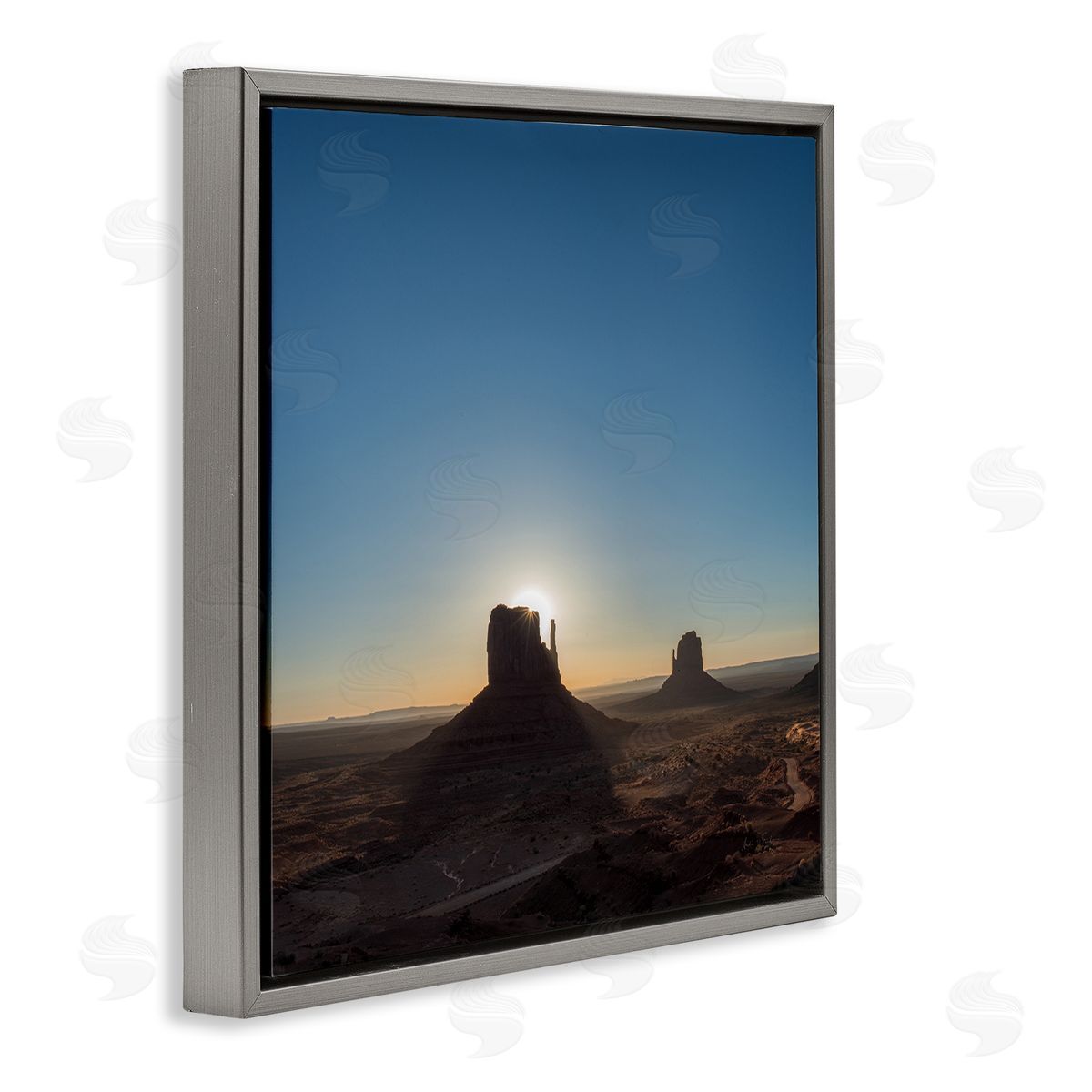 Canyon Dessert Sunset Photography Grey Floating Frame Canvas Wall Art, Home Decor by Andre Eichman