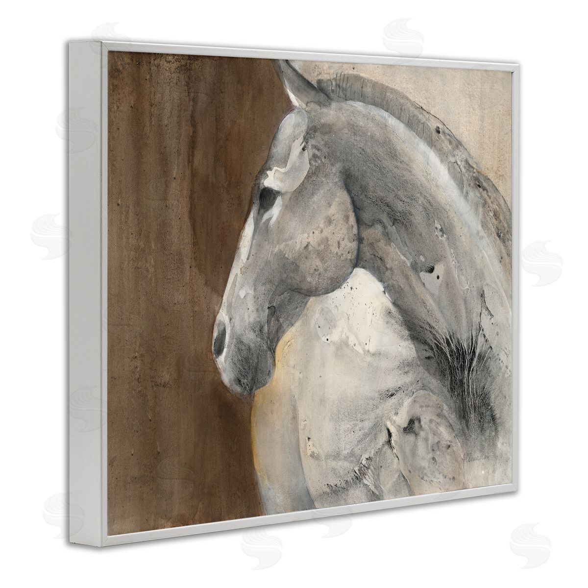 Horse Portrait Looking Back White Frame Print Wall Art, Home Decor by Albena Hristova
