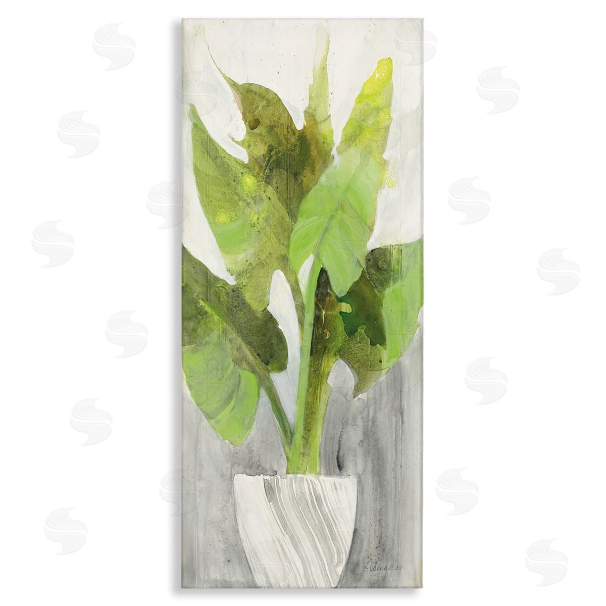 Large Plant in White Planter Canvas Wall Art, Home Decor by Albena Hristova