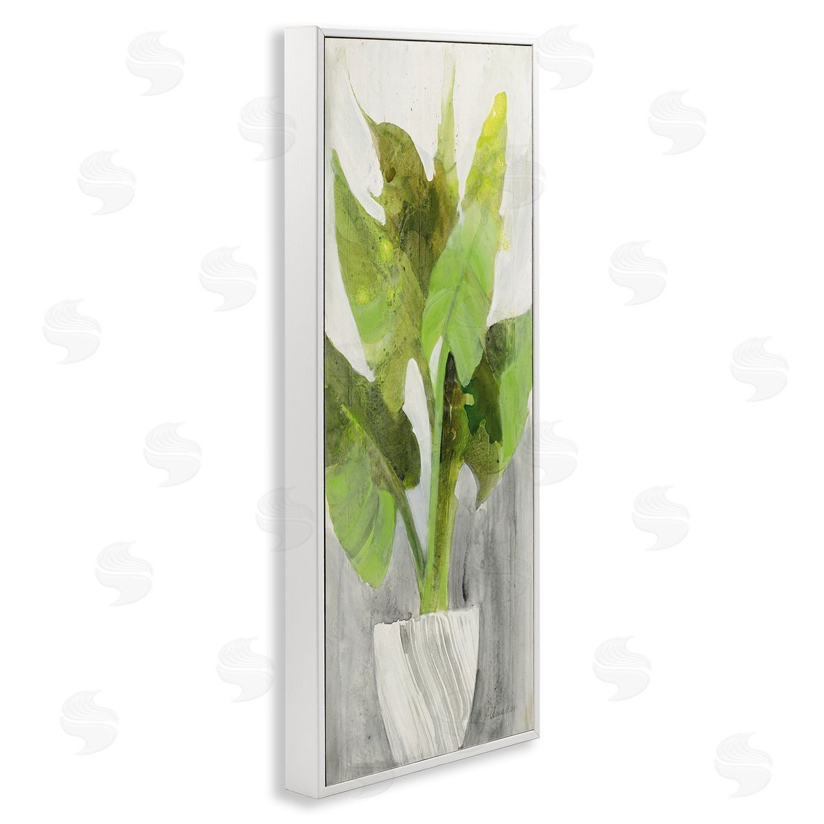 Large Plant in White Planter White Frame Print Wall Art, Home Decor by Albena Hristova