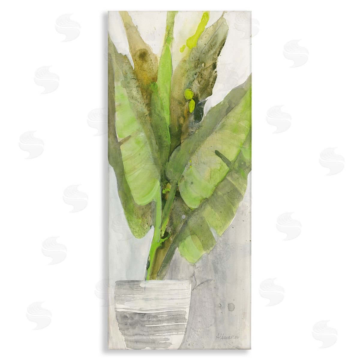 Large Green Leaf Plant Canvas Wall Art, Home Decor by Albena Hristova