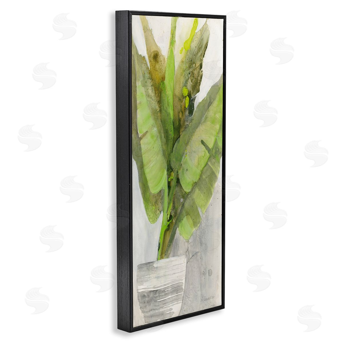Large Green Leaf Plant Black Frame Print Wall Art, Home Decor by Albena Hristova