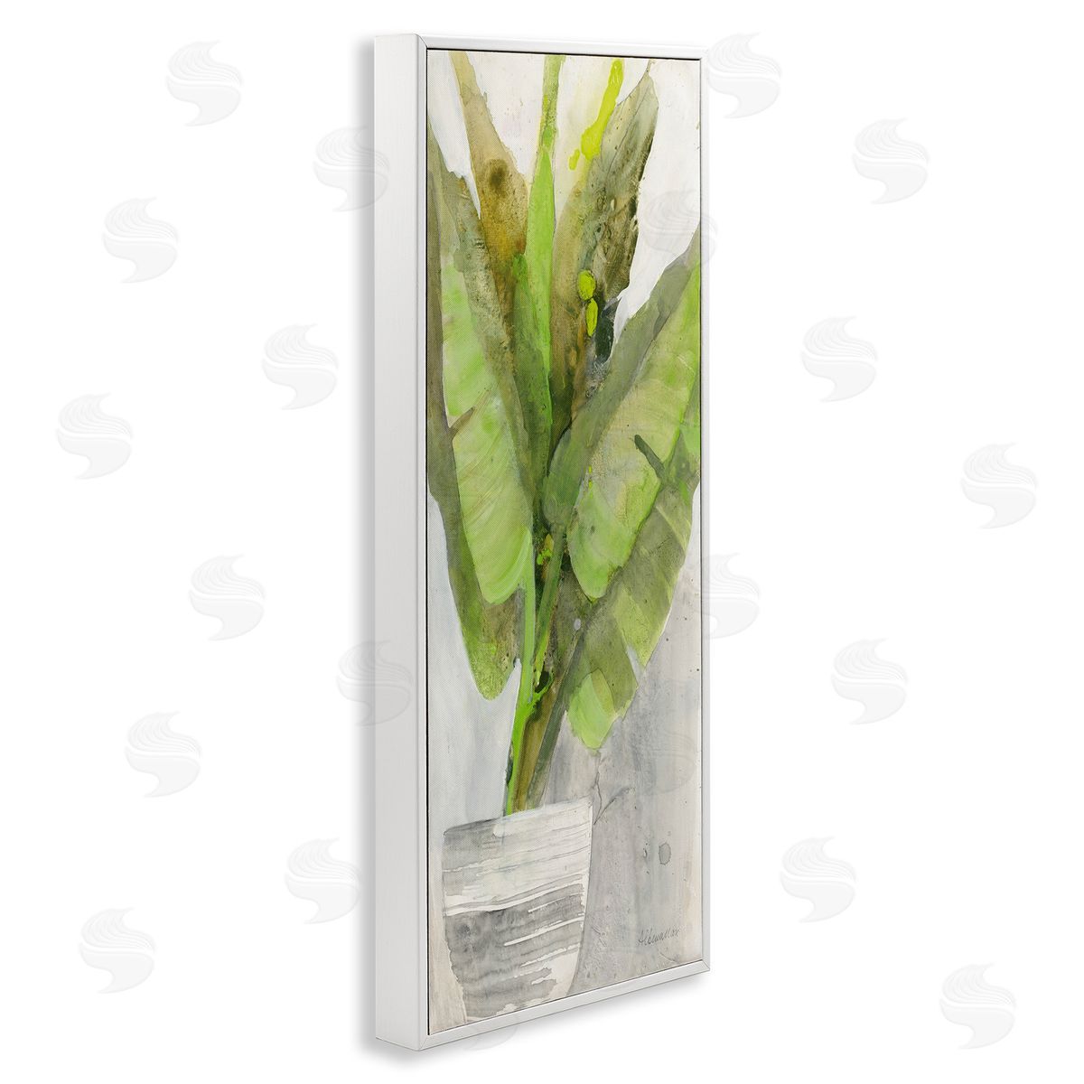 Large Green Leaf Plant White Frame Print Wall Art, Home Decor by Albena Hristova