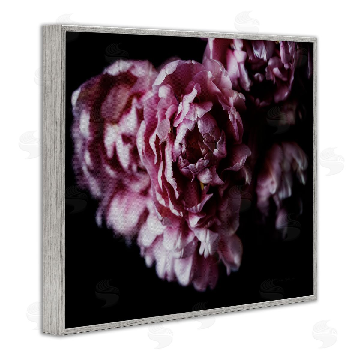 Withered Pink Bouquet Photograph Grey Frame Print Wall Art, Home Decor by Elise Catterall