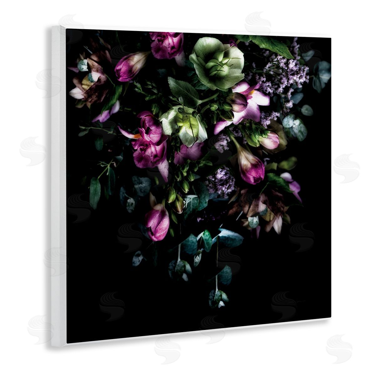 Elegant Purple Floral Arrangement Wood Plaque Wall Art, Home Decor by Elise Catterall