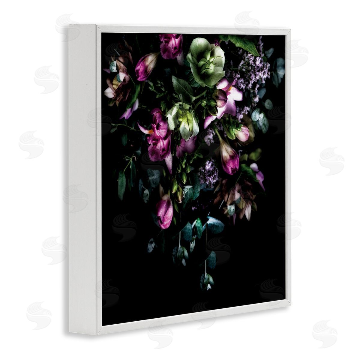 Elegant Purple Floral Arrangement White Frame Print Wall Art, Home Decor by Elise Catterall