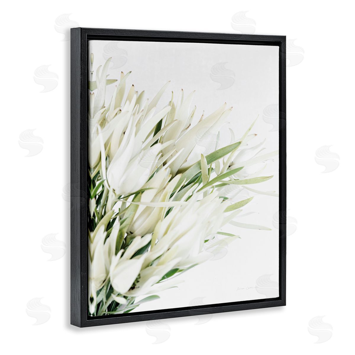 Bright Natural Flower Arrangement Black Floating Frame Canvas Wall Art, Home Decor by Elise Catterall