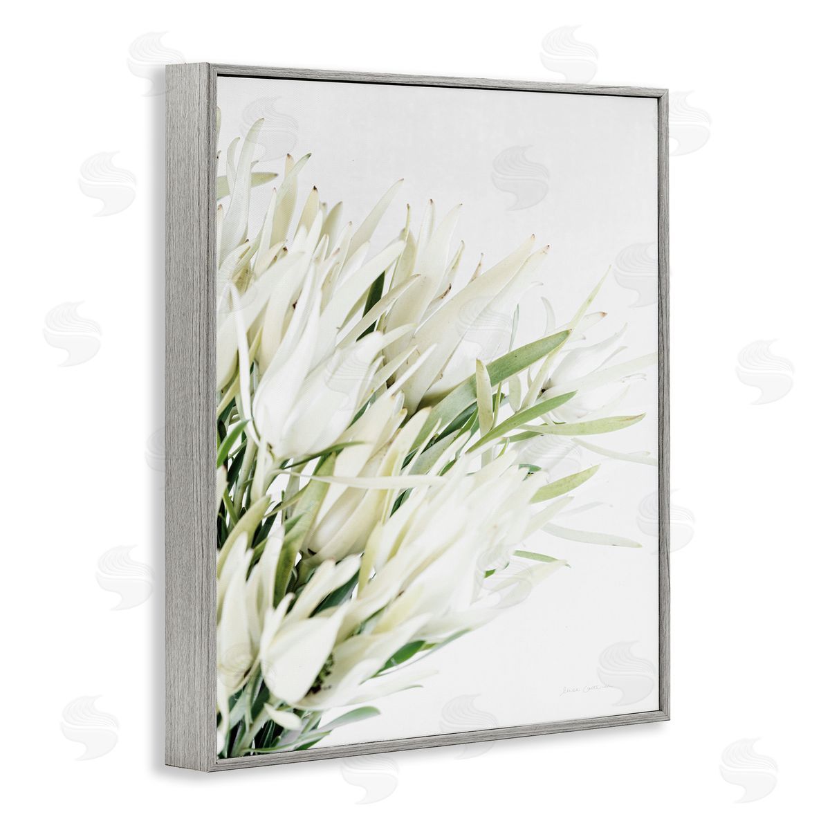 Bright Natural Flower Arrangement Grey Frame Print Wall Art, Home Decor by Elise Catterall