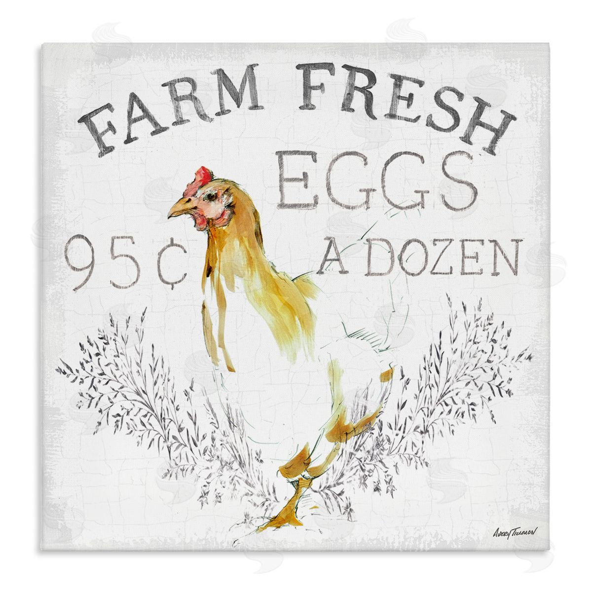 Chicken Farm Fresh Vintage Sign Canvas Wall Art, Home Decor by Avery Tillmon