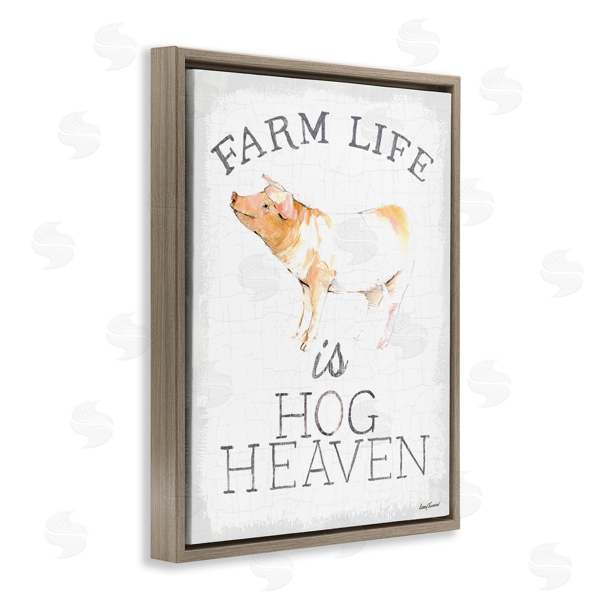 Farm Life is Hog Heaven Brown Floating Frame Canvas Wall Art, Home Decor by Avery Tillmon