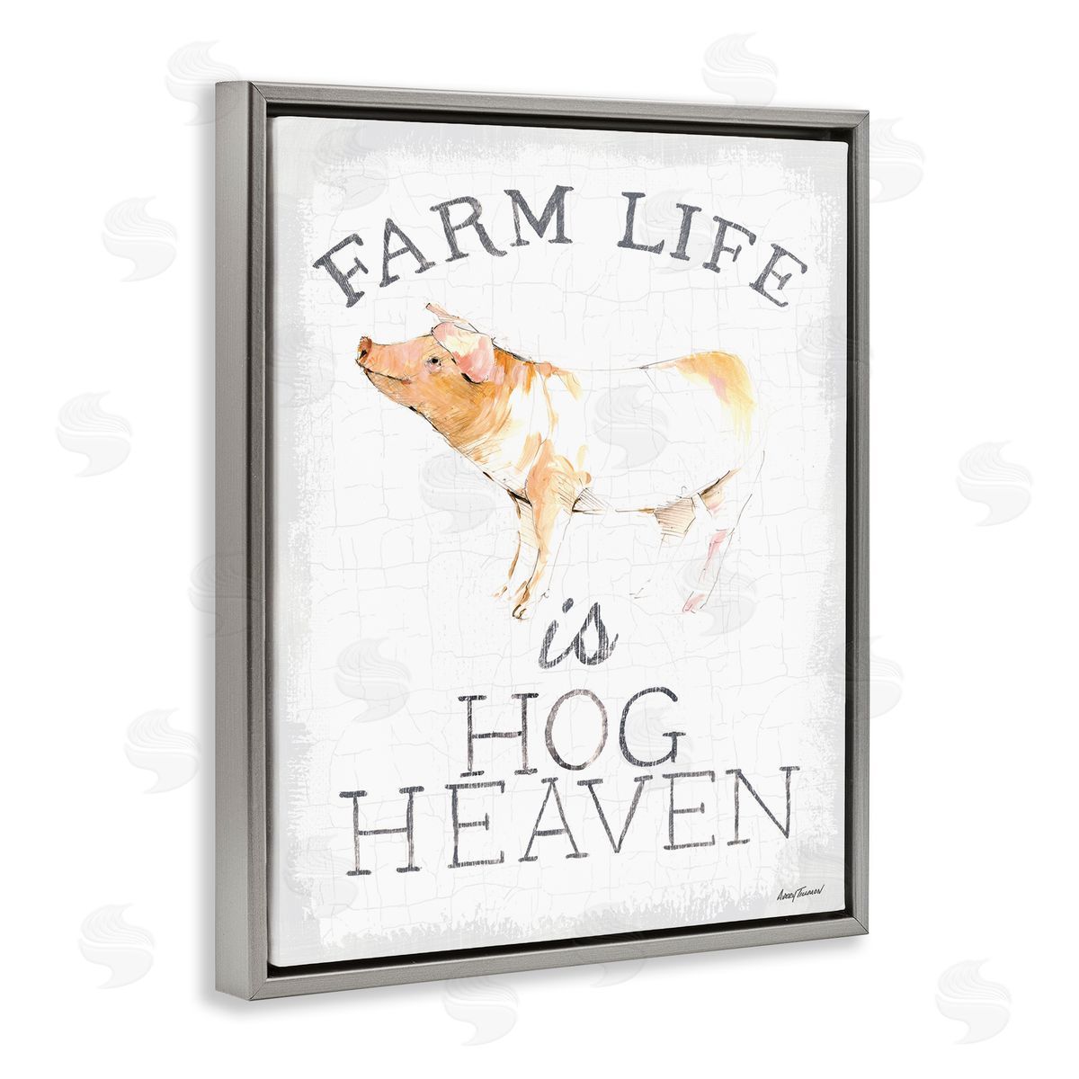 Farm Life is Hog Heaven Grey Floating Frame Canvas Wall Art, Home Decor by Avery Tillmon