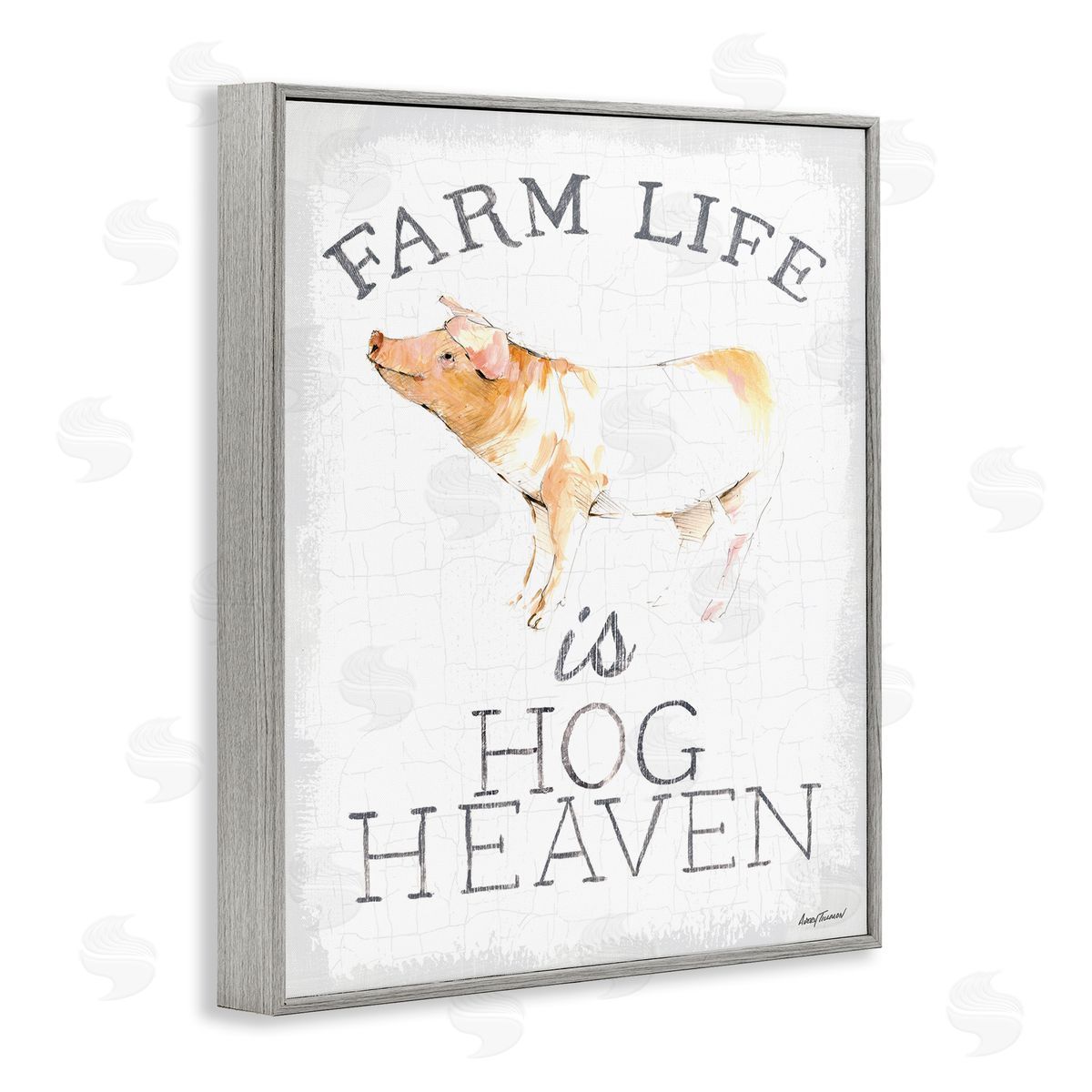 Farm Life is Hog Heaven Grey Frame Print Wall Art, Home Decor by Avery Tillmon