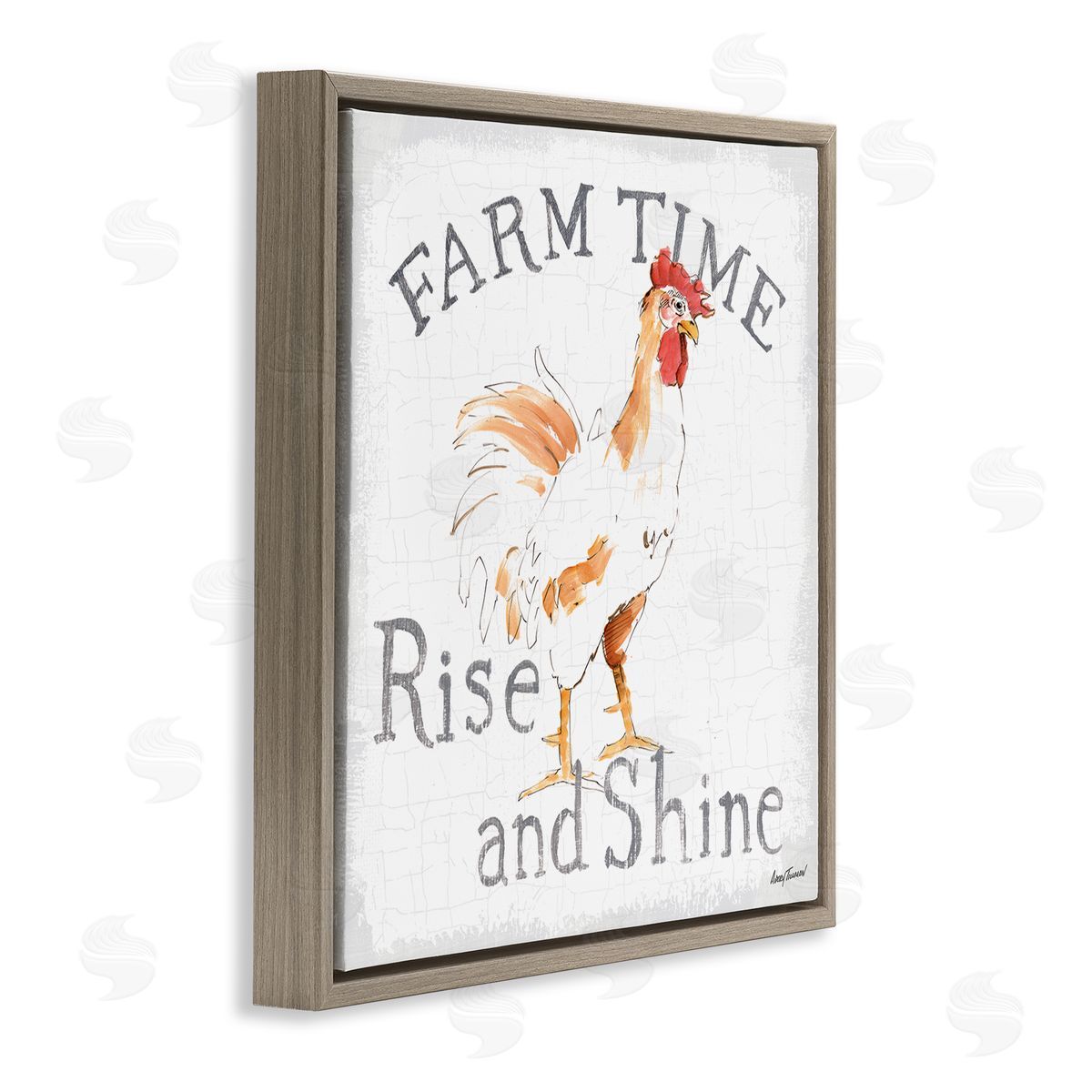 Rise and Shine Morning Chicken Brown Floating Frame Canvas Wall Art, Home Decor by Avery Tillmon