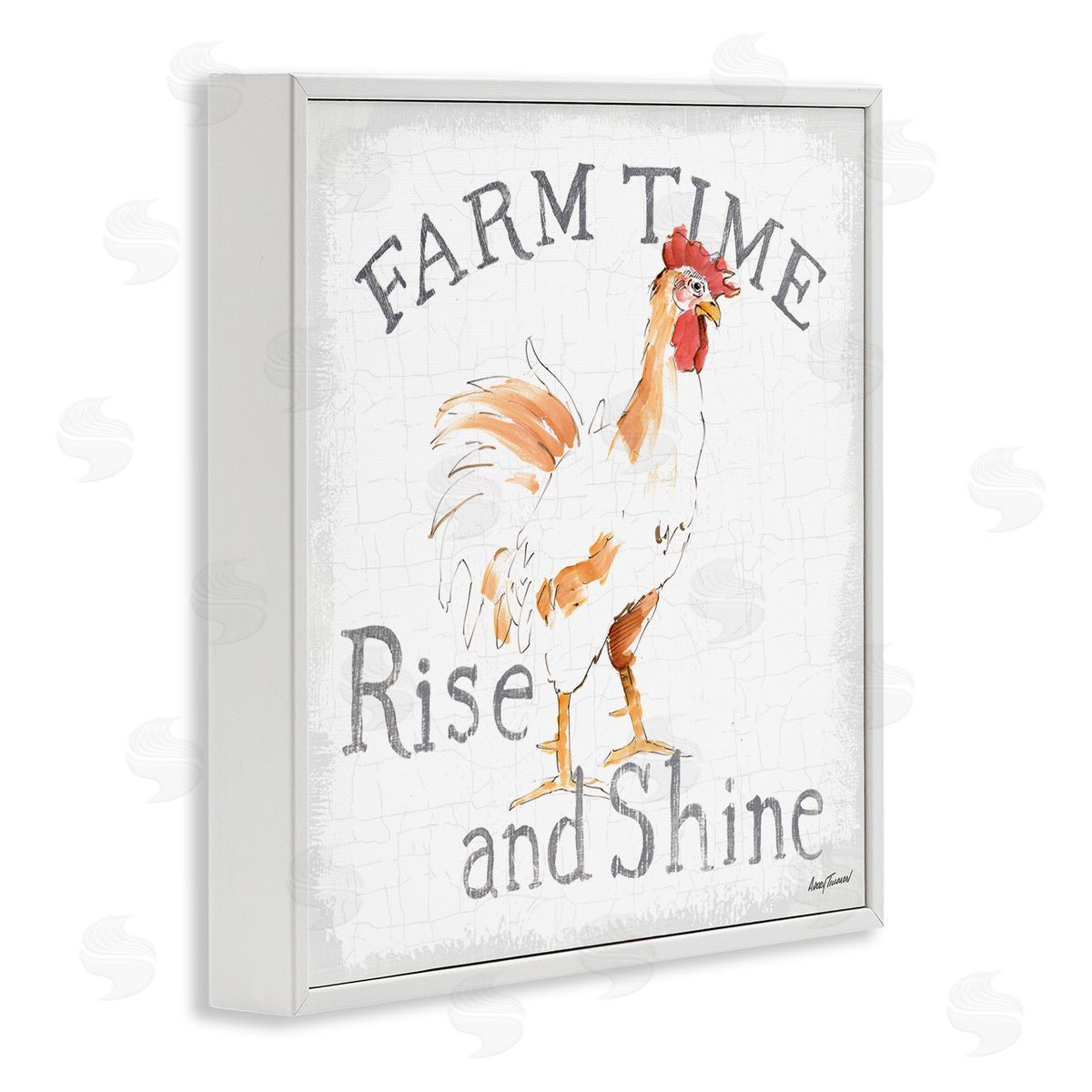 Rise and Shine Morning Chicken White Frame Print Wall Art, Home Decor by Avery Tillmon